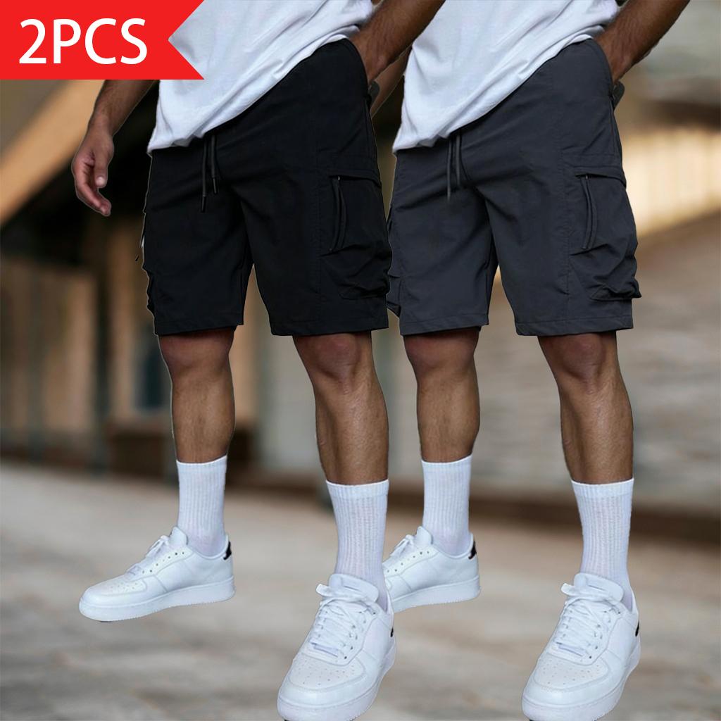 3-pack — men’s cargo shorts for summer, loose fit with multiple pockets, sporty casual shorts, available in multiple color combinations, quick-drying and breathable mid-length shorts, street-style loose shorts, great gift for husband or boyfriend