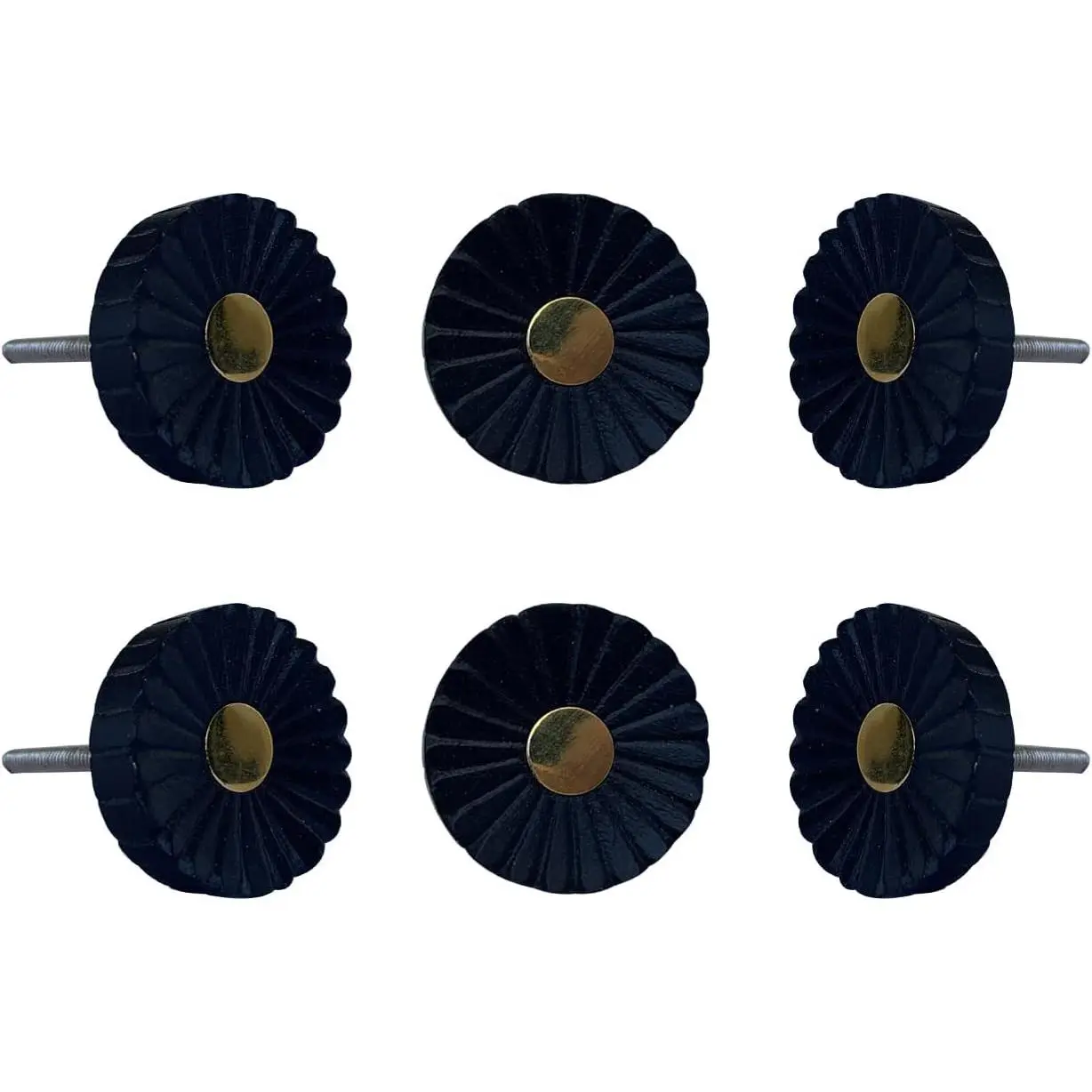Set of 6 Wooden Cabinet & Drawer Knobs - Decorative Siena Knobs for Dresser, Kitchen & Room Hardware - Blue