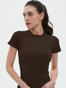 Women's Plain Round Neck Sports Tee, Quick Drying Breathable Short Sleeve T-Shirt, Summer Outfits 2026, Ladies Sportswear for Indoor Outdoor Wear