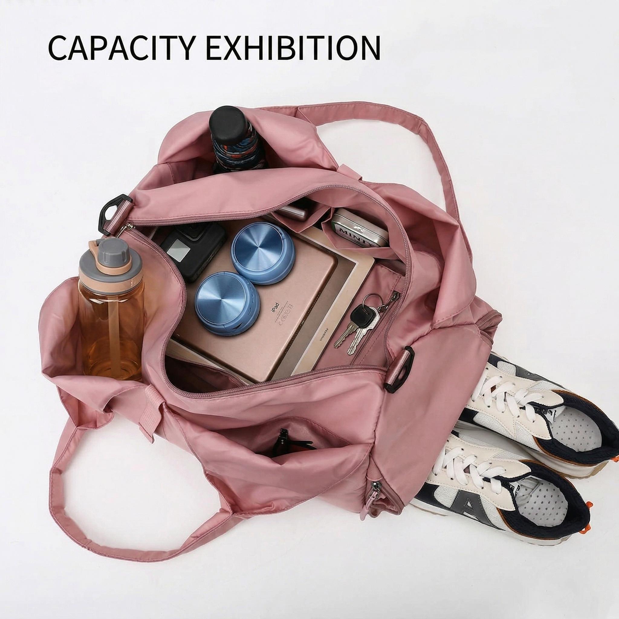 Large Gym Bag with Wet Pocket & Mat Strap, Yoga Mat Duffle Bag for Women, Sports Travel Bag for Workout, Pilates & Swimming