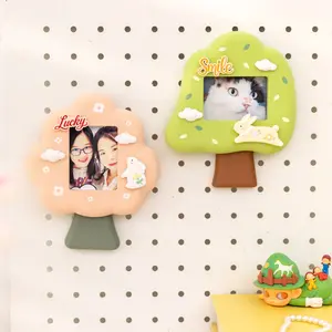 1pc Spring Cute Tree & Bunny Fridge Magnet Photo Frame Ornament, Magnetic Picture Frame, Easter Decor, Fits 3.35×2.17in Photos, Mini Instant Photo Display,  for Home Desktop, Refrigerator, Office, Kitchen, Living Room, Bedroom, Locker Decor, Birthday Gift