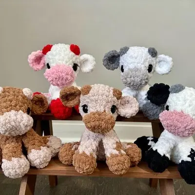 Pink Grey Crochet Cow TikTok Shop
