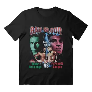 Oscar De La Hoya vs Fernando Vargas 2002 Black T-Shirt, Rock Hip Hop Sport Style Tee, Menswear Top
