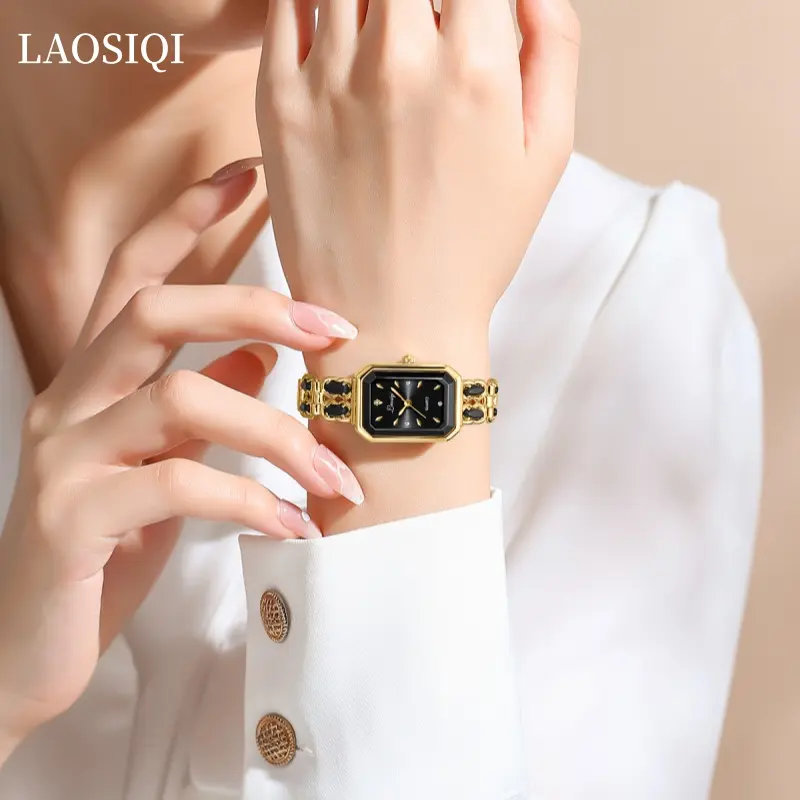 2026 New Waterproof Small Square Women's Watch, Luxury Style, 100% Authentic, Unique Jewelry Design, Fashionable Women's Watch, Rose Gift Box Packaging, Perfect Gift