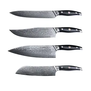 Premium Damascus Knife Set Series, For Home & Pro Kitchens, 2 / 3 / 4 Kits Selectable, Midnight Black Hand-Forged Pattern Blade, Flat Grind Precision Edge, G10 Dual-Steel Bolster – Home Chef & Collector Gift | Abeillia Libra