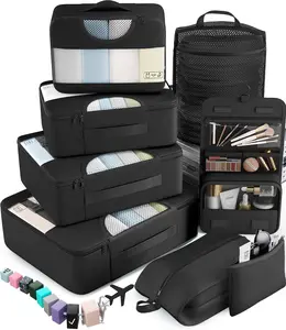 10 Set/8 Set Packing Cubes for Travel Essentials, Suitcase Organizer Bags in 4 Sizes, Carry-On Luggage Accessories with Laundry & Toiletry Bag, Airplane Must-Have, Road Trip & Camp Gifts for Men