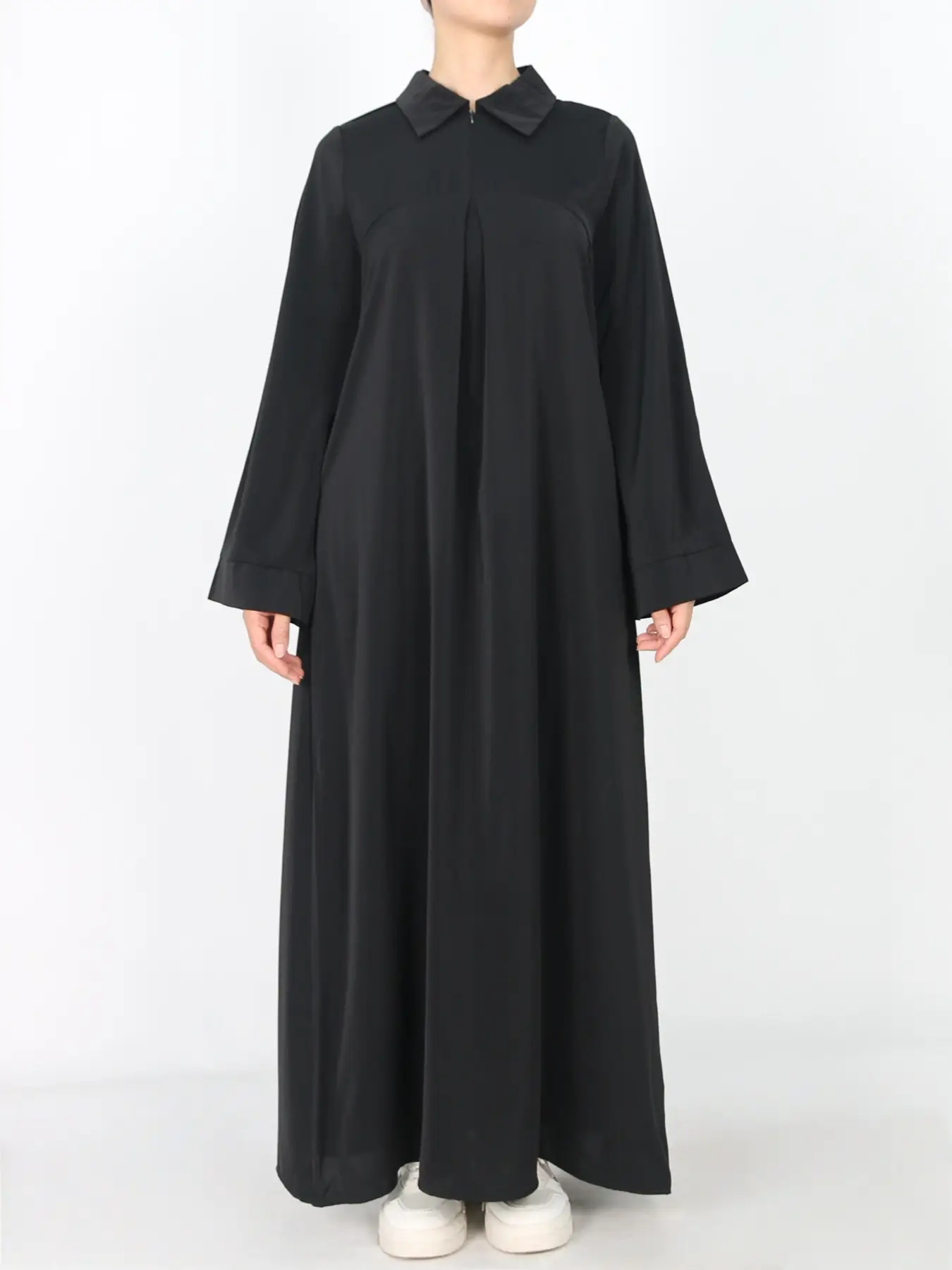 Women's Abaya Dress with Collar Zipper Pocket Design Nida Fabric, Modest Islamic Clothing for Women, Stylish & Comfortable Daily Wear Apparel