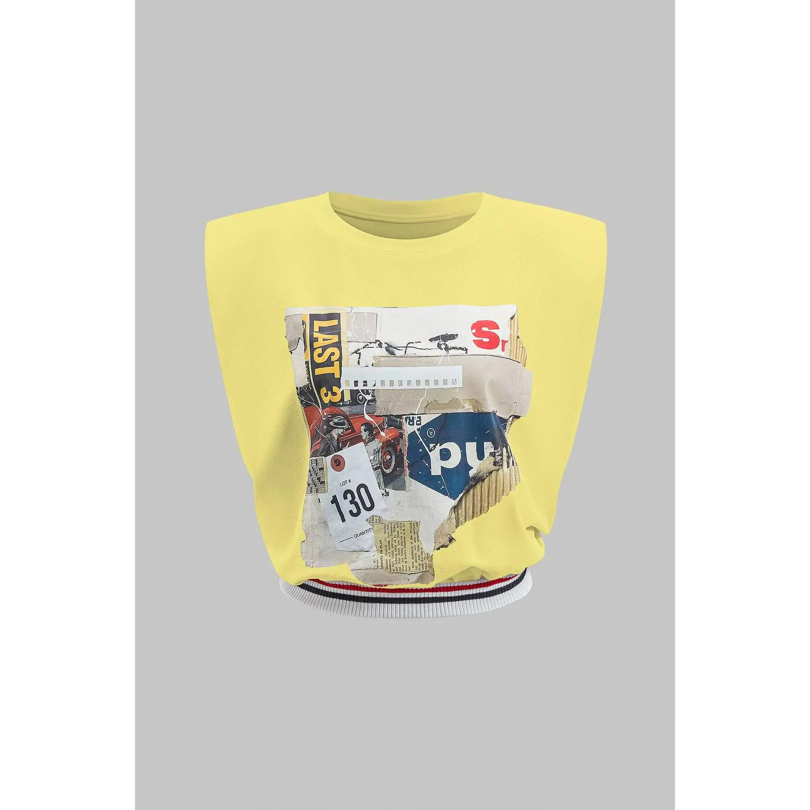 Car Letter Digital Pattern Print Loose Sleeveless T-Shirt
