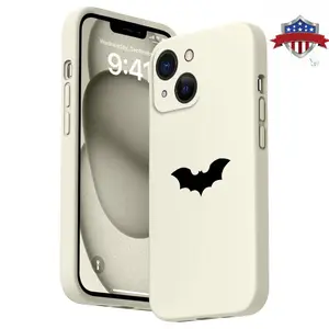 Straight Edge Minimalist Bat Silhouette Pattern Man's Phone Case for iPhone 15 16 14 Pro Max 13 12 11 XR XS Plus E Shockproof Drop Protection Rugged Durable Silicone Cover Cellphone Protective Smartphone Casing