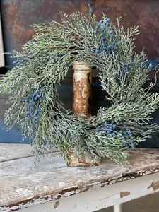 Bluestone Cedar Candle Ring - 16 Inches, Festive Home Decorations