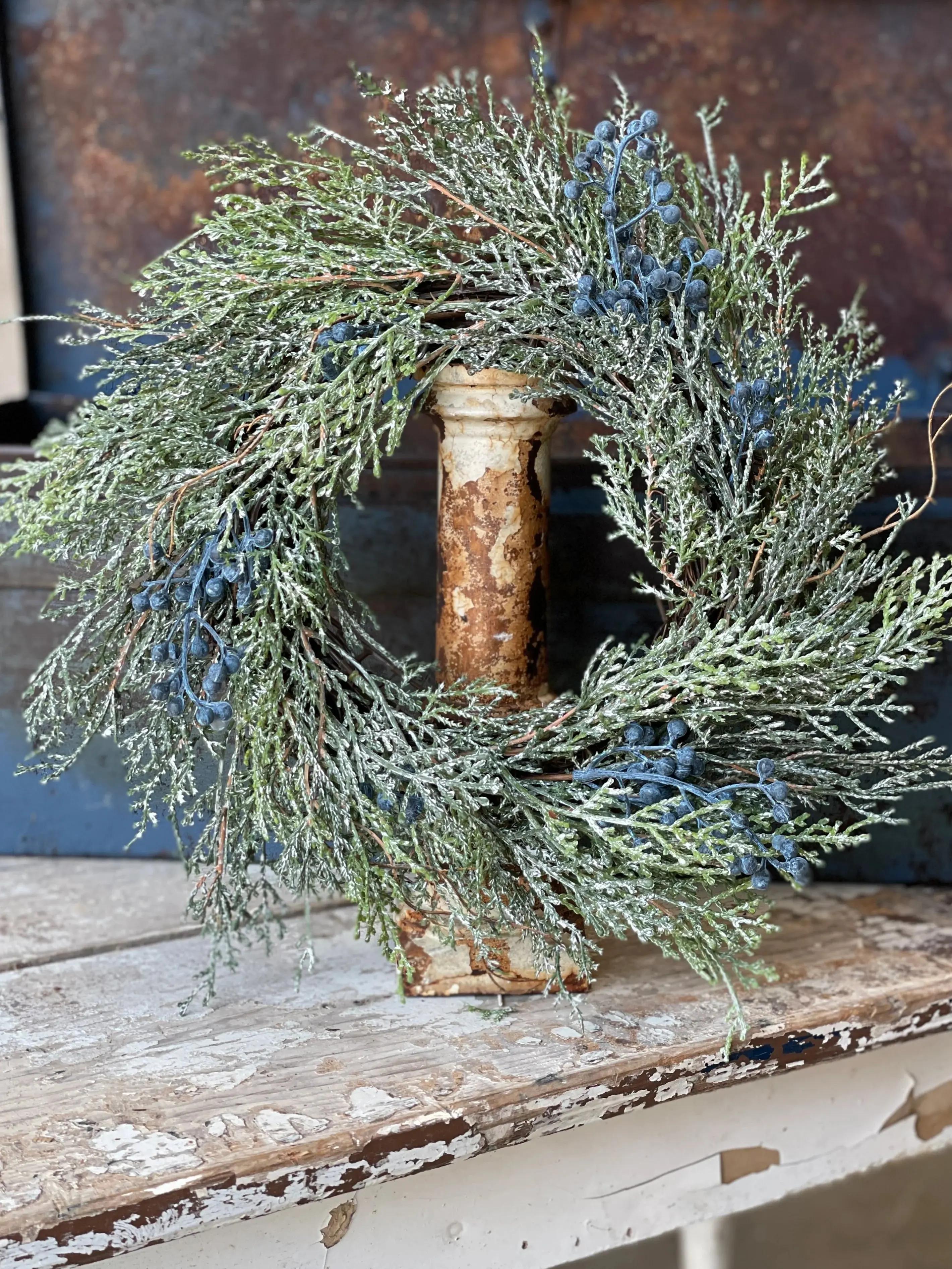 Bluestone Cedar Candle Ring - 16 Inches, Festive Home Decorations