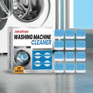 Washing Machine Cleaner Descaler 12 Pcs Deep Cleaning Tablets for HE Front Loader and Top Load Washer Septic Safe Eco Friendly Deodorizer Clean Inside Drum and Laundry Tub Seal Strong Deodorization