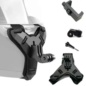 360° Rotatable Motorcycle Helmet Chin Strap Mount, Action Camera Holder for GoPro DJI Osmo Insta360, Dirt Bike Riding Accessories