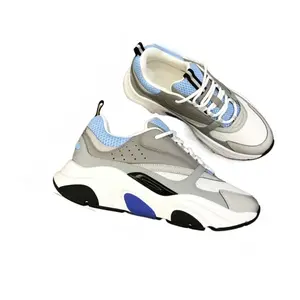 Gray Blue Mesh Chunky Dad Sneakers Breathable Casual Running Shoes Fashion Platform Trainers for Men Women