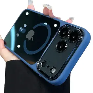 Clear Acrylic & Colored Transparent Magnetic Case for iPhone 11–17 Pro Max| Crystal Clear Back, Frosted Color Edges, Strong MagSafe Ring, Shockproof Bumper, Ultra-Slim Design Stripe Phone lurvia cute junk lover fashion ip17promax protective cover Colorful