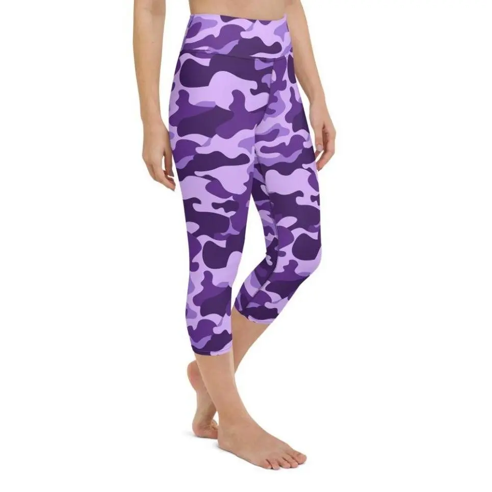 Purple Camo Yoga Capris