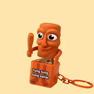 Italian Brainrot Tung Tung Tung Sahur Keychain Toy, Sound and Light Fidget Clicker, Funny Press Button Stress Relief Toy, Portable Bag Pendant, Viral Meme Gift for Kids Adults