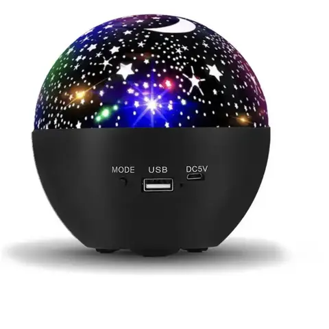 Rechargeable LED Sky Projector Night Light with Bluetooth Speaker, Quiet 360-Degree Rotation, Black Star Lamp for Kids, Ideal for Bedroom Ceiling Lighting