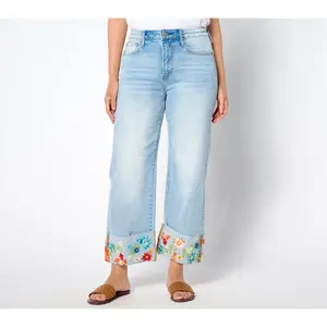 Driftwood Jeans Charlee Embroidered Cuff Jean - Bouquet