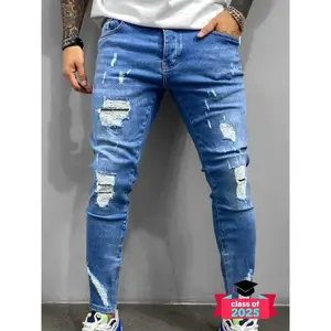 Men's denim jeans, casual and comfortable slim fit ripped jeans, all season fashionable men's underwear, cotton, men's jeans, denim pants, slim fit jeansRAIMENTRY