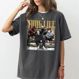 Thug Life Halloween Shirt, Thug Life Horror Movie Shirt, Movie Killers Shirt, Scary Halloween Movie Shirt, Horror Movie Tee, Series Killer Halloween, Halloween Vibes Shirt, Spooky Season Shirt, Trendy Casual Shirt For Men Women Top Womenswear