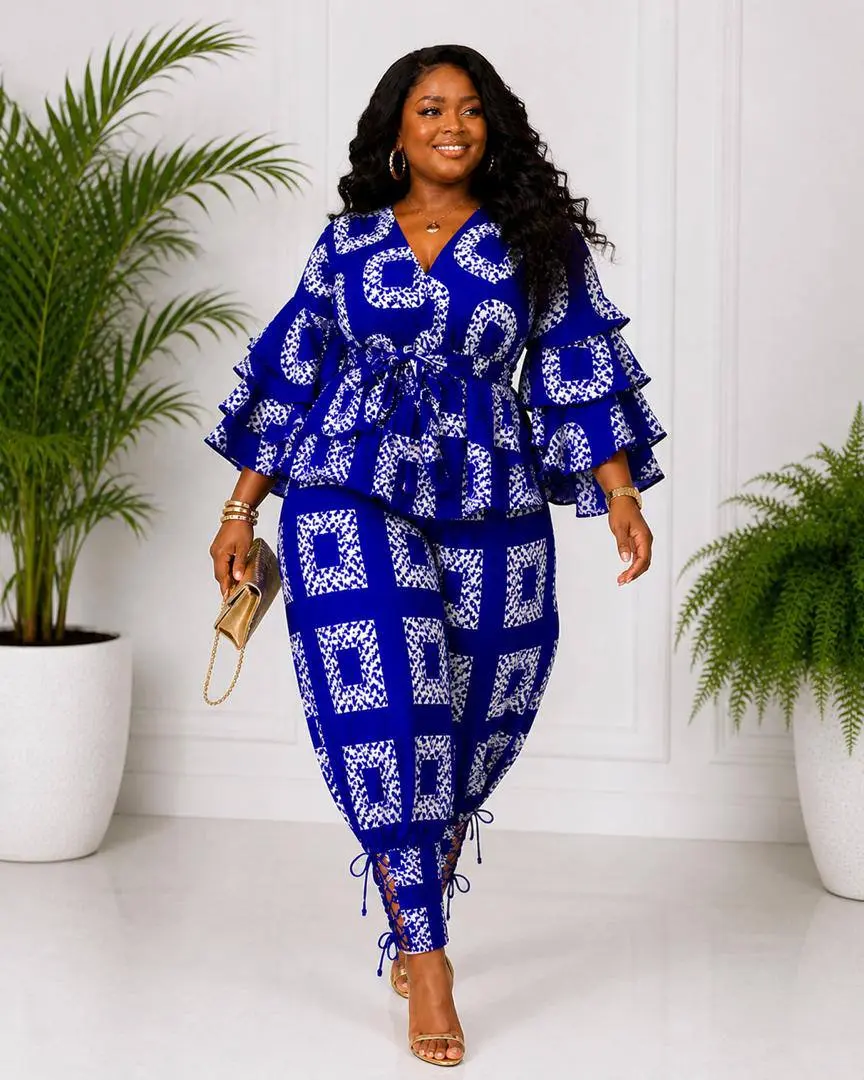 Royal Blue Ankara Fashion Two Piece