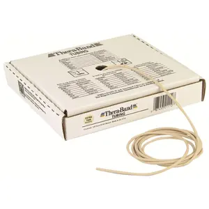 THERABAND Resistance Tubes, Professional Latex Elastic Tubing, Upper & Lower Body, Core Exercise, Physical Therapy, Lower Pilates, At-Home Workout, & Rehab, 100 Foot, Tan, Extra Thin, Beginner Level 1