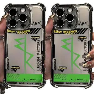 Cyberpunk Style Frame Pattern Phone Case iPhone 17 Pro Max Plus Air/16/15/14/13/12/11  Coated Anti-drop Transparent Soft Back Case