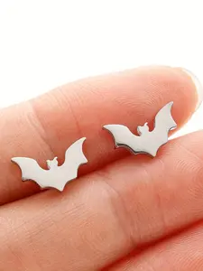 1pair/20pairs Stainless Steel Bat Stud Earrings, Punk Style Earrings, Simple Animal Fashion Stud Earrings, Wedding Party Jewelry Gifts, Studs Earrings