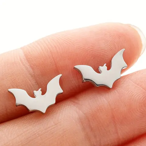 1pair/20pairs Stainless Steel Bat Stud Earrings, Punk Style Earrings, Simple Animal Fashion Stud Earrings, Wedding Party Jewelry Gifts, Studs Earrings