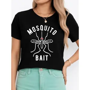 Mosquito Bait T-Shirt Black Casual Wear Personalized Unisex Women's Top All Season Comfortable Breathable Short Sleeve Tee Suitable For Any Outfit Made In Usa