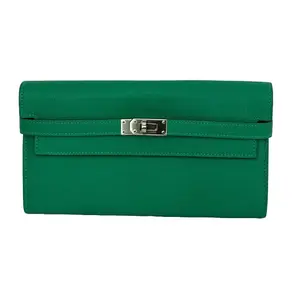 Pre-owned HERMÈS Leather Small Leather Goods Hermes Chevre Kelly Longue Green Menthe Wallet