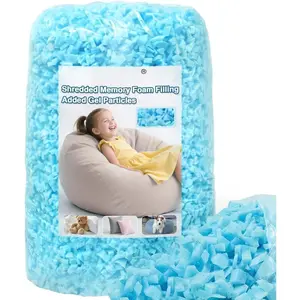 Shredded Memory  Filling 5lbs for Bean Bag Filler, Pillow Stuffing Cushion Arts Crafts Refill, Added Gel Particles,  Soft and  for Stuffing, Shape(Blue)