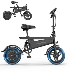 Aurora Electric Bike for Adults, 350W Powerful Motor Up to 22MPH, 48V 5.2Ah Battery 22 Miles Range, Lightweight 14" Commuter Folding E-Bike with Dual Brakes, LCD Display & Pedal Assist