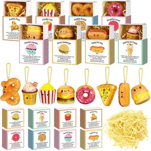 24 Set Mini Fast Food Stress Balls Keychains Positive Squeeze Fidget Toys 2026 Graduation Gifts End of Year Teacher Gifts with Inspirational Mini Boxes for Friends Classmates Office Staff Employee