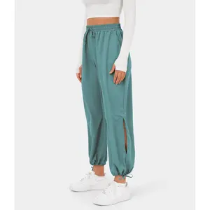 Breezeful High Waisted Drawstring Side Pocket Split Hem Quick Dry Casual Joggers