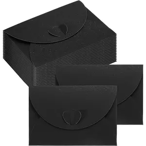 4.1 x 2.8 Inch Mini Card Envelopes, 24 count Cute Envelopes Holder with Heart Clasp for Birthday Weddings Favors Business Greeting Cards, Black