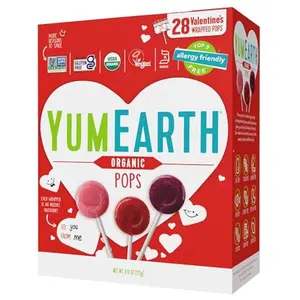 YumEarth Organic Valentines Candy Gummy Fruit Hearts and Lollipops Variety - 30 Count Box - Allergy Friendly (Top 9 Free), No Artificial Dyes, Non GMO, Gluten Free, Vegan Candy Snacks