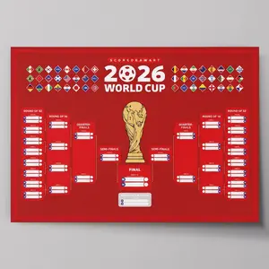 2026 Soccer Wall Chart – Full Tournament Bracket, Country Flags Design, Sports Bar Decor Niche, Glossy Finish TM