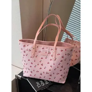 Fashion Cherry Pattern Shoulder Bag, Casual Large Capacity Tote Bag for Women, Trendy All-match Bag for Daily Use, Fashionable Patterned Bag