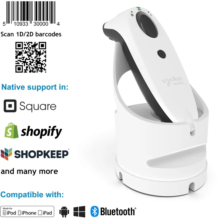 Socket Mobile SocketScan&reg; S740 Universal Barcode Scanner White & White Dock