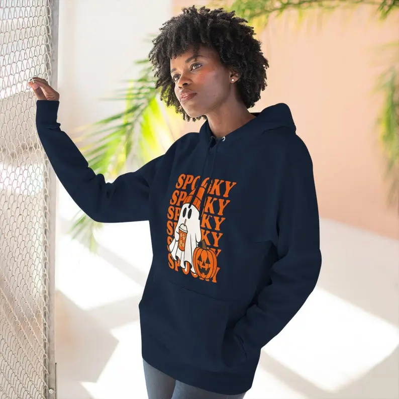 Spooky Ghost Fleece Hoodie: Cozy Halloween Fashion