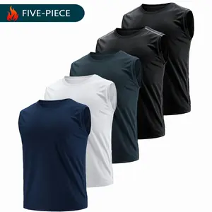 5 Pack  Men's Athletic Compression Shirts Sleeveless Workout Tank Top Sports Base Layer Running Basketball