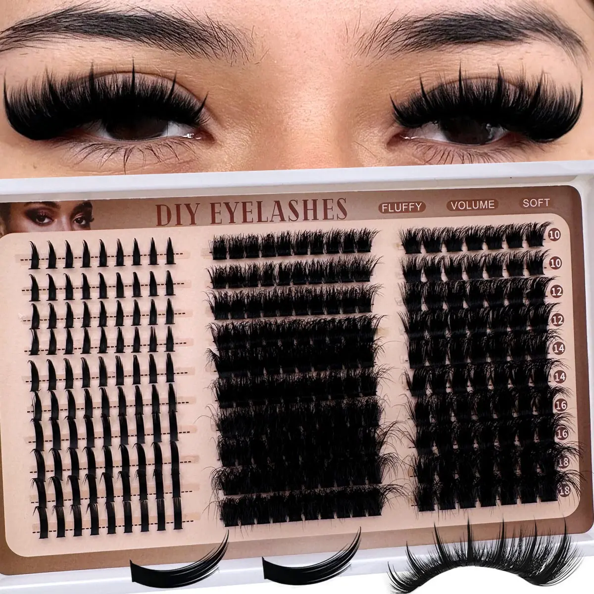 300D/200D/160D/120D/100D Lash Clusters With Spikes & Bottom Lashes Fluffy Volume Manga Natural Spiky Cluster False Eyelashes, Dramatic Volume Eyelash, Wispy Manga Lash D Curl Individual Anime Mink Lashes Extensions Full Pack DIY At Home