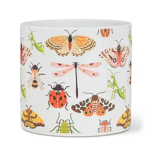 Handpainted All-Over Bugs Ceramic Planter Large Size-6.5"D