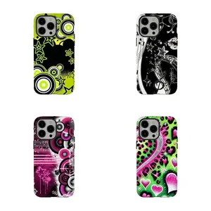 Y2K Neon Star Circle Aesthetic Retro 2000s Emo Grunge Scene Kid Pop Punk Alternative Fashion Rave Festival Glowing Vibe Perfect Fan Gift Protective Cover For Apple iPhone 17 Pro Max 16 15 14 13 12 11 Plus.