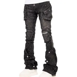 GUAPI - Stacked Obsidian Embellish Denim - Black Coffin