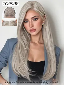 Topshe 13*6 Glueless Lace Front Wig, Straight Hair, Layered Curly Wig, High Temperature Resistance, Comfortable and Easy to Wear, Glueless Lace Frontal