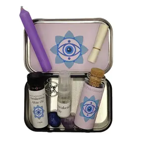 "Intuition Mini Altar Kit – Candle, Crystals, Oils, Herbs, Ritual Tools – Psychic Witchcraft Pagan Wicca Travel Altar"