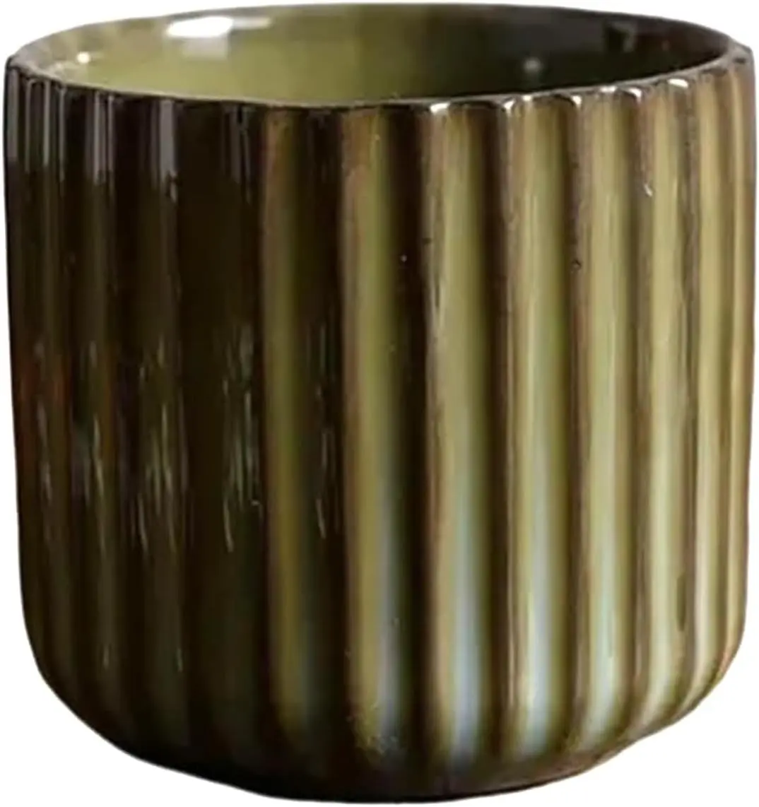 Vintage 6oz No Handle Striped Ceramic Mug Japanese Tea Cup for Latte Milk Water Juice Microwave Dishwasher Safe Kiln Transformation Green Cup